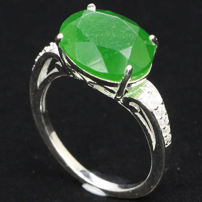 

20x10mm Pretty 4.1g Real Green Emerald SheType Gift For Woman's Real 925 Solid Sterling Silver Rings