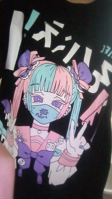 Harajuku anime print T-Shirt photo review