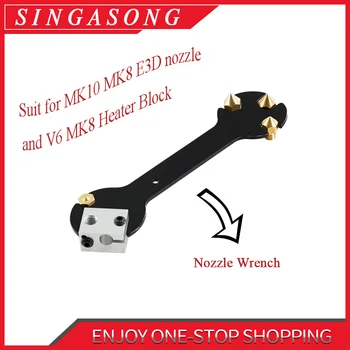 

3D Printer Parts Nozzle Wrench 5 In 1 Wrench Nozzle Tool Steel Spanner Multifunction Wrench Flat Spanner To MK8 Nozzle MK10