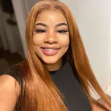 Peluca de cabello humano con encaje Frontal 13x6 para mujer, pelucas de cabello humano de color marrón prearrancado, brasileño, Remy, liso