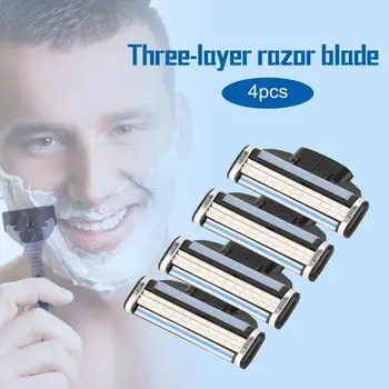

4PCS/SET 3 Layers Men Face Shaving Razors Blades Male Manual Razor Blades For Standard Beard Shaver facial Trimmer Blades