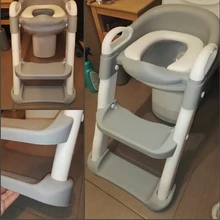 Asiento para orinal plegable para bebés, silla con respaldo de entrenamiento, con escalera para dar pasos, taburete para niños y niñas, inodoro seguro