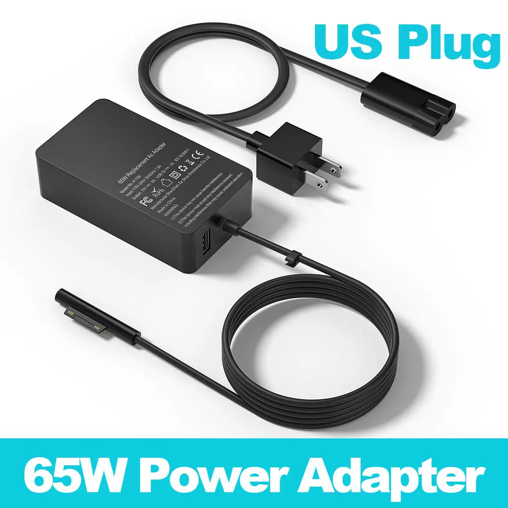 15V 4A 65W Charger for Microsoft Surface Book Pro 3 Pro4 Pro5 Pro6 Pro7 Tablet Adapter PC 1706 Power Charging with 5V 1A USB laptop cover stickers Laptop Accessories