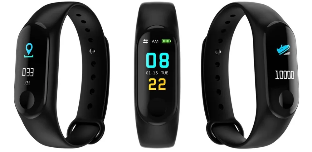 Фитнес-браслет CARCAM SMART BAND M3 шагомер, пульсометр, IP67, артериальное давление