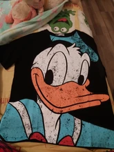 Black T-Shirt Daisy Duck Cartoon Print Sweet Women Cute Disney Fashion Tee-Tops Pullover
