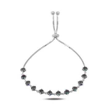 

KUTAYDAN 925 Sterling Silver Mystic Topaz Gemstone Watercourse Elevator Bracelet