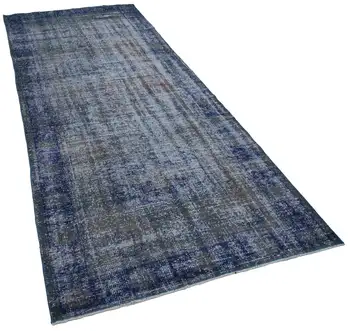 

135x342 Cm Blue Handmade English Over Dyed Runner Rug-4x11 Ft