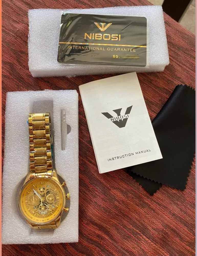 NIBOSI Men Watches Top Brand Luxury Golden Skeleton Men Watch Business Waterproof Luminous Fashion Male Clock Relogio Masculino photo review