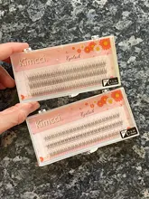 Kimcci-extensiones de pestañas individuales, 120 nudos/funda, pestañas de racimo 3D de visón Natural, maquillaje profesional acampanado