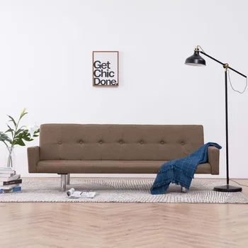 

Sofa bed with armrests brown polyester sofa