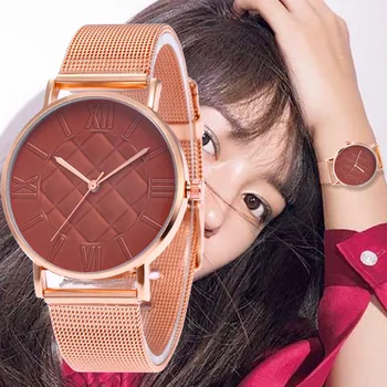 

WJ-7747 Rose Gold Luxury Women Watch Clock Simple Stainless Steel Strap Wristwatch Female Watches Gift montre femme 2019 relogio
