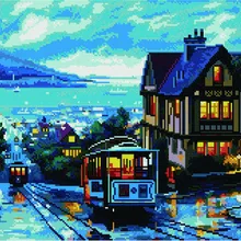 Алмазная мозаика GF 3706 Ночной трамвай(Лушпин) 40*50