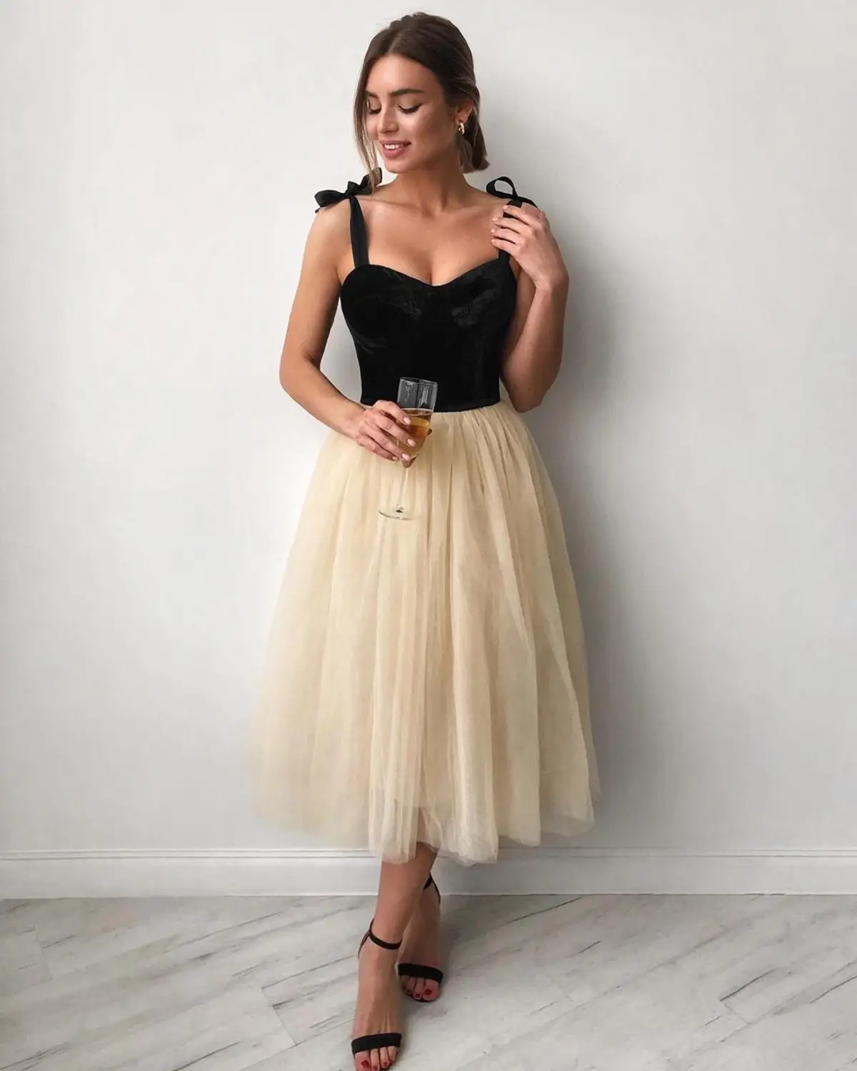 tea length tulle cocktail dress