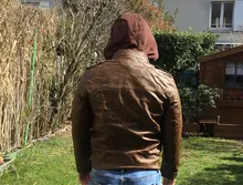 Chaqueta de cuero Vintage para hombre, abrigos y chaquetas de cuero marrón con capucha, prendas de vestir, abrigo de moda de talla grande 4XL 2020