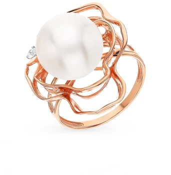 

Gold ring with cubic zirconia and pearls sunlight sample 585 test