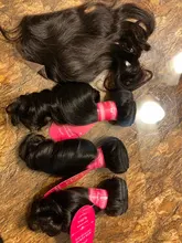 Beaufox-extensiones de ondas sueltas brasileñas, 3 mechones de pelo humano con cierre, extensión de cabello Remy 4x4