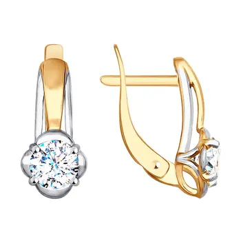 

Sokolov drop earrings with stones in gold with cubic zirconia, fashion jewelry, 585, women's male, long earrings