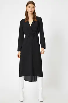 

Women Autumn Dress 2020 Casual V Neck Long Sleeve Black Midi Comfortable Design Special Day Hot Sale