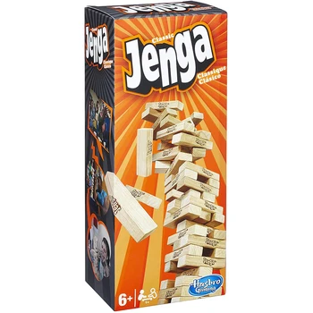 

Hasbro - Jenga Refresh wooden tower table game of skill strategy and luck