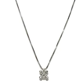 

Never Say Never lovely pendant 4 claws 18k white gold with a diamond authentic 0.25cts with chain Venetian