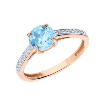 

Gold ring with Topaz and diamonds sunlight sample 585