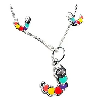 

Set 925 sterling silver m earrings pendant inchworm glazed [AB0578]