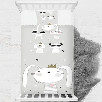 

Gray White Rabbit Animal Nordic Children Baby Bed Cover Cute Bunny 2020 2021