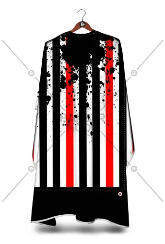 

Red in Black Penuar Hair Salon Barber Haircut Clothes, Fashion Hair Cutting Stylish Gown Cape, Hairdresser Cape