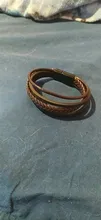 ZOSHI-pulsera trenzada de cuero genuino para hombre, brazalete hecho a mano de varias capas, de acero inoxidable, para regalo