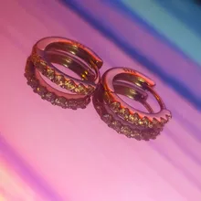 ANENJERY 925 de plata esterlina Simple circón de una sola fila pendientes para las mujeres brincos oorbellen pendientes de botón pendientes S-E14