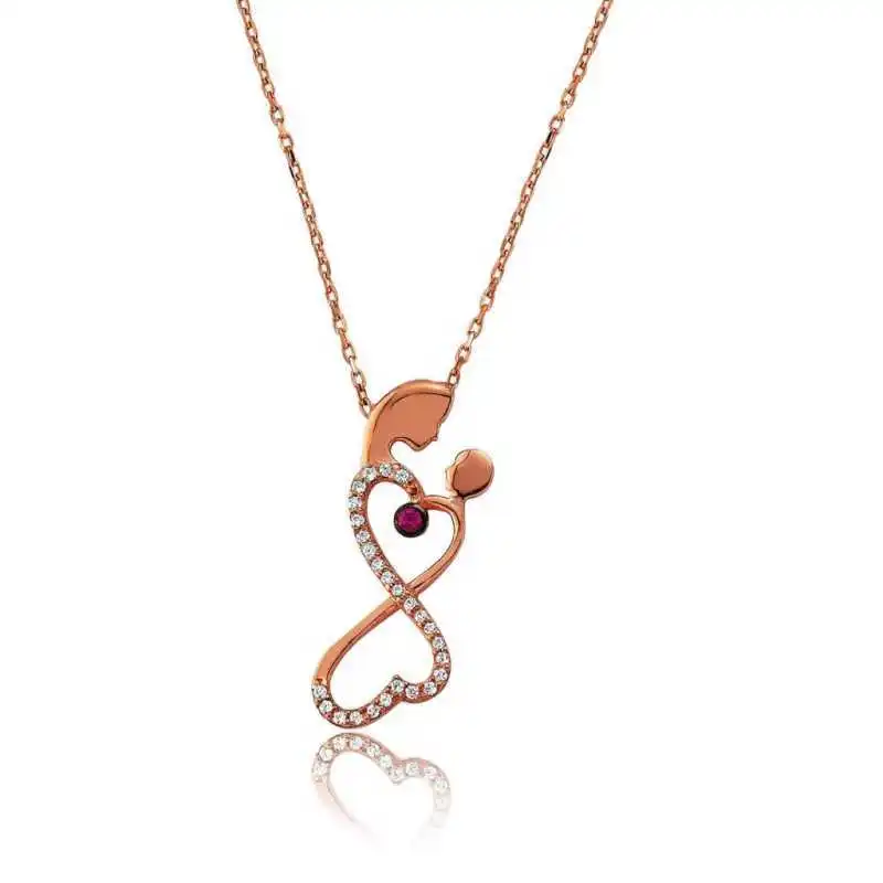 KUTAYDAN 925 Sterling Silver Infinity Mother Child Necklace