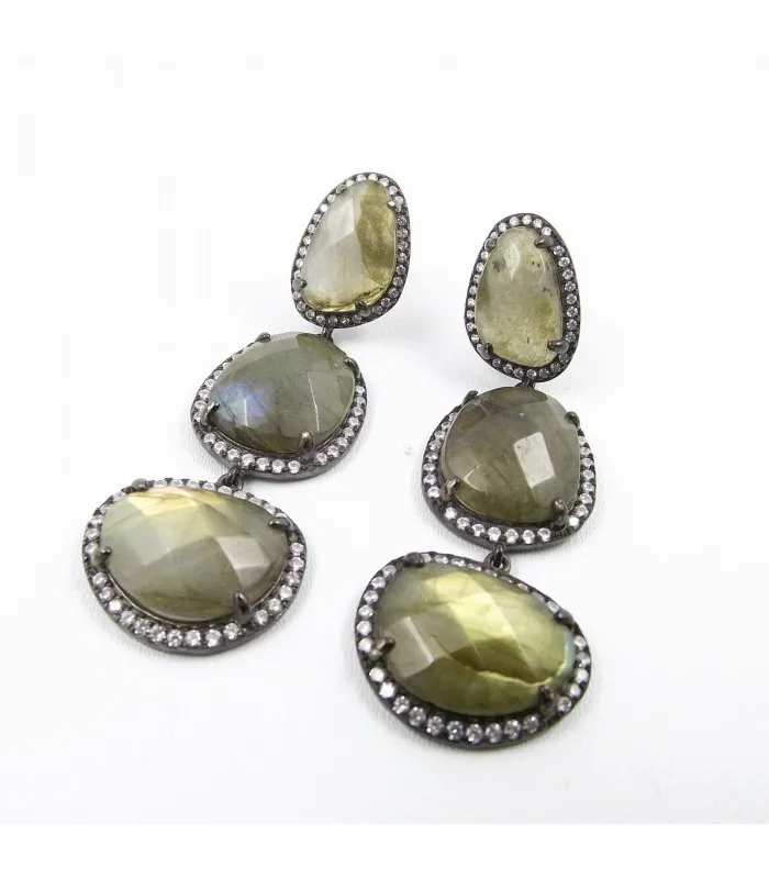 Серьги-кризор серебро 925‰ Лабрадорит OR.3336