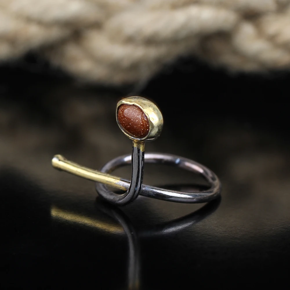 Женское кольцо Starstone, Женское кольцо Starstone из серебра 925 пробы ручной работы