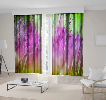 

Curtain Beautiful Close-up of Tall Grasses Wilderness Nature Landscape Meadow with Photo Fuchsia Green