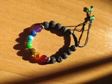 Pulsera clásica de 8mm con cuentas de piedra de Lava para hombre y mujer, cadena de 7 colores, cuerda tejida, Yoga, amistad, joyería ajustable