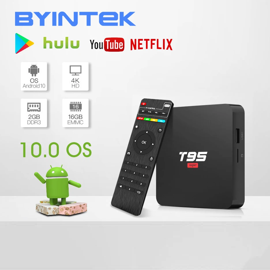 BYINTEK TV Box Android 10.0 OS2G+16G 2.4G WIFI Chipset3229Media Player Netflix HuluMedia player 4K  Youtube