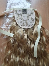 WERD-pelucas sintéticas de cola de caballo larga ondulada para cabello negro, extensiones de cabello con Clip, ombré color marrón, cola de poni, Rubio