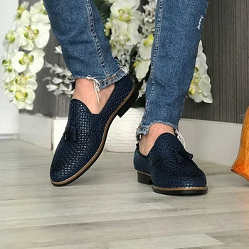 

Bonjey Square Pattern Laci Rok Men Shoes, 2021 Fashion, high Quality Comfortable Casual Classic Leather Summer Spring Elegant Design Tassel