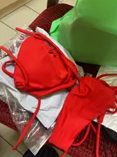 Conjunto de Bikini con lazo lateral para mujer, traje de baño Sexy con Tanga de color liso para playa y piscina, bañador brasileño para mujer