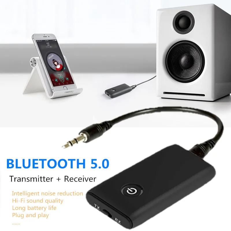 

2 in 1 Wireless 3.5mm AUX Jack Bluetooth 5.0 Laptop Adapter Transmitter RX/TX Audio Stereo Receiver For Computer PC TV Speaker