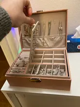 Joyero de cuero de alta capacidad para mujer, organizador de joyas de viaje, multifunción, collar, pendientes, caja de almacenamiento de anillo, regalos para mujer