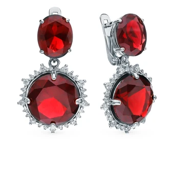 

Silver earrings with cubic zirconia and Garnet sunlight sample 925