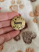 Gato personalizada etiqueta de perro-perro ID Tag MW002 artística fuente de doble cara grabado para la pequeña mascota mediana grande Collar de perro accesorios etiqueta