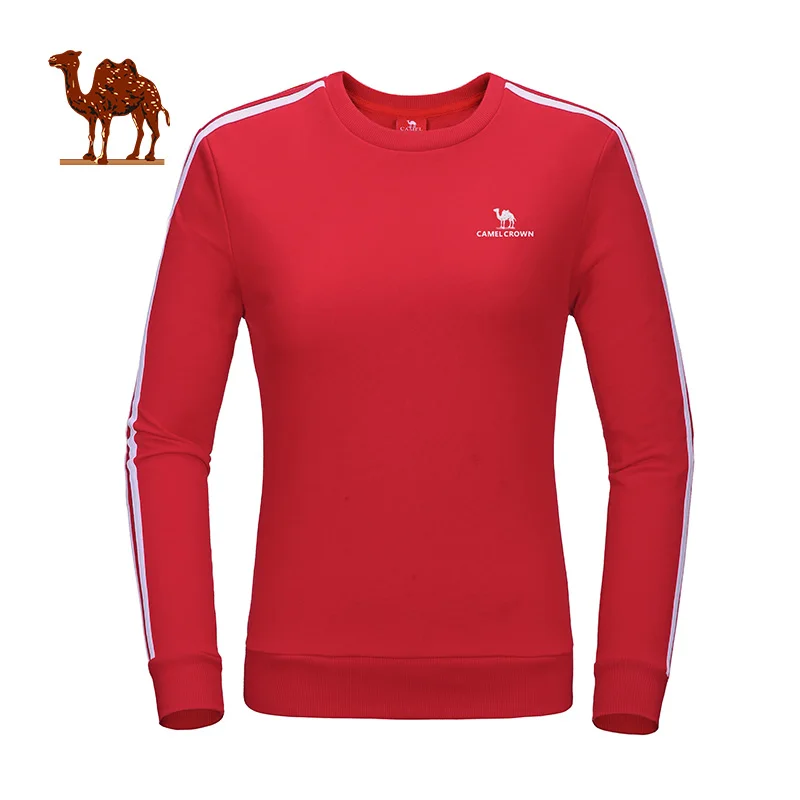 CAMEL Осенняя уличная парная толстовка, однотонный ребристый пуловер с круглым вырезом, уличная одежда с длинным рукавом, повседневные толстовки для мужчин и женщин, куртка - Цвет: Z8W1Q5604-Red-F