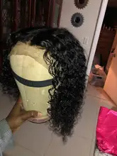 Peluca de cabello humano rizado de 13x4 para mujer, Frontal de encaje postizo, pelo negro brasileño predespuntado con Baay, Remy 150%