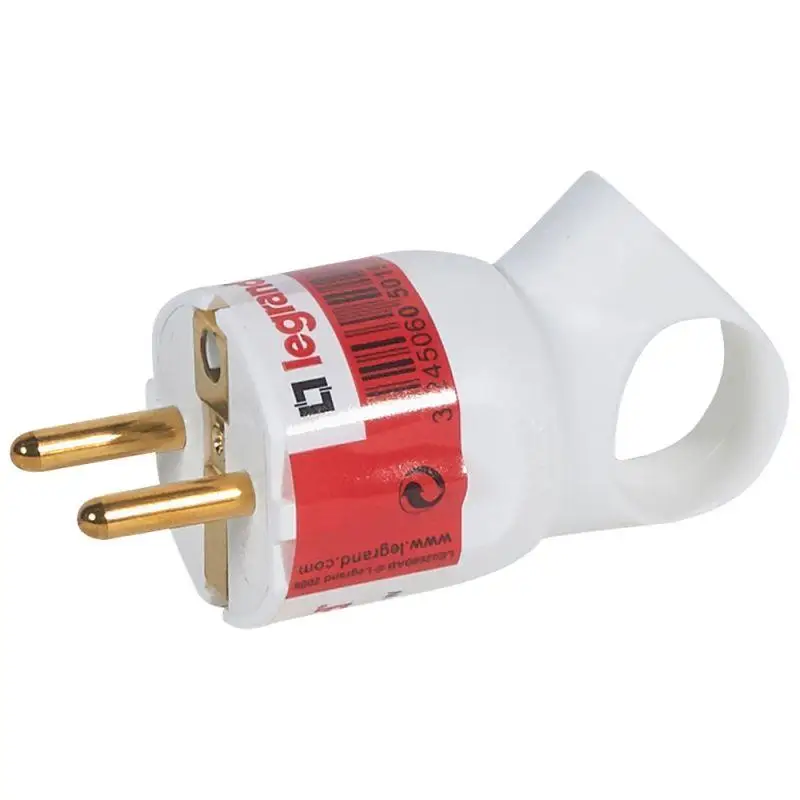 Вилка электрич. каб. Helium 16А 2P+E прямая с кольцом бел. Leg 050190|Соединители| |
