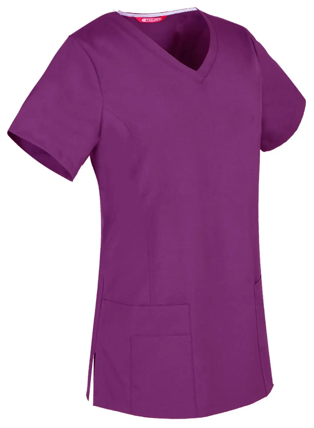 Women's Scrub Top Nursing Uniform Blouse Short Sleeve Working Top Pockets