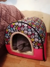 Cama para mascota cálida desmontable para invierno, caseta para dormir de perro, nido de gato suave para gatito y cachorro, cueva cómoda, diseño de lazo, lavado a mano
