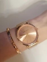 La Rosa Oro 1 Set pulsera reloj del cuarzo de Japón creativo diseño impermeable de malla de acero inoxidable relojes reloj femenino