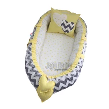 Jaju BabyNest Gri Zigzag ve Sarı Yıldız Kombin Lüx Ortopedik Baby Nest